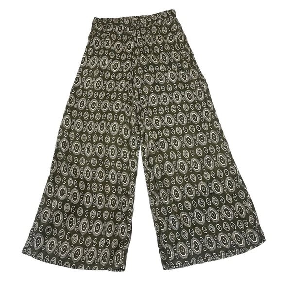 Philosophy High Rise Wide Leg Green Geo Print  Pants 100% Viscose Size 6 - Picture 1 of 7